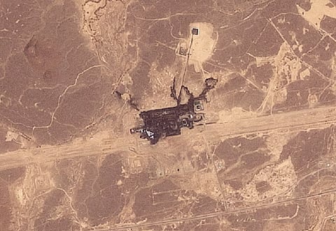 Satellite image shows damage to the East-West pipeline facility in the Hejaz Region, Saudi Arabia, on September 11, 2026. 2026 