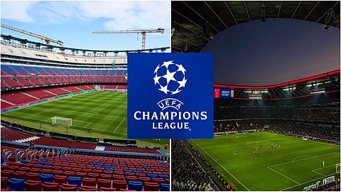 The  Allianz Arena in Munich [R], Camp Nou in Barcelona [L] set to host the UEFA Champions League finals in 2028 and 2029.