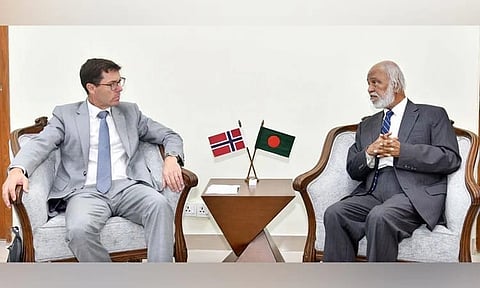 Moyeen Khan with Norwegian Ambassador to Bangladesh Harald Gulbrandsen