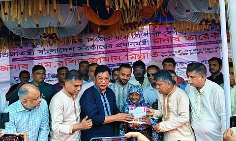 Civil Aviation and Tourism Minister M Rashiduzzaman Millat attends an event in Ratanpur Union of Nabinagar upazila in Brahmanbaria on Friday.
