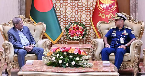 President Mirza Fakhrul Islam Alamgir met the DG of Bangladesh Coast Guard Rear Admiral Md Moinul Hassan on Sunday