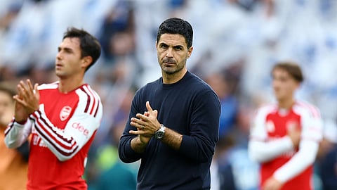 Mikel Arteta looks dejected after Arsenal's 3-0 defeat by Brighton & Hove Albion.