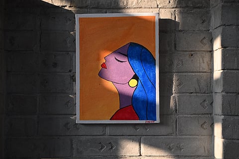One of the artworks by exhibiting artist Halima on display at Ronger Golpo: Stories in Colour in Korail slum 