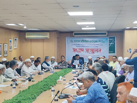 BFA Chairman Md Mosharraf Hossain speaks at a press conference at the association’s office on Monday.