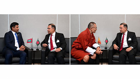 Prime Minister Tarique Rahman meets Vice President of Maldives Hussain Mohamed Latheef and Bhutanese Prime Minister Dasho Tshering Tobgay in separate meetings on the sidelines of the 81st UN General Assembly on 22 September, 2026. 