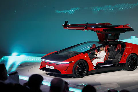 Ceer's Exobot sedan is presented during the Ceer World Premiere event at the company's manufacturing complex in King Abdullah Economic City, Saudi Arabia, September 21, 2026. 