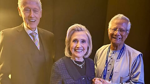 Professor Muhammad Yunus met former US President Bill Clinton and former Secretary of State Hillary Clinton