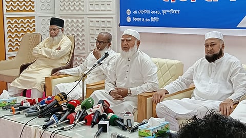 Jamaat Ameer and Leader of the Opposition Dr Shafiqur Rahman speaks to reporters at Sylhet Circuit House on Thursday, discussing the country’s political and energy situation