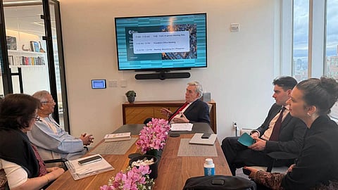 Yunus meets former UK PM Gordon Brown at Rockefeller Foundation