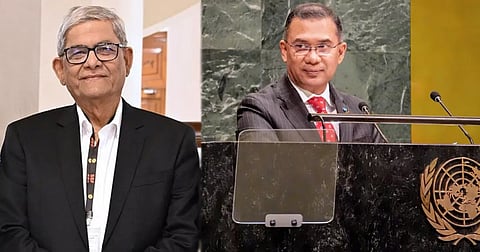 A collage of President Mirza Fakrul and Prime Minsiter Tarique Rahman