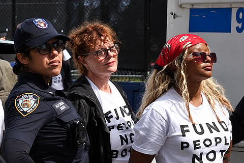 Actor Susan Sarandon is detained during a protest ahead of Israeli Prime Minister Benjamin Netanyahu's address to the United Nations 81st General Assembly in New York City, U.S., September 24, 2026