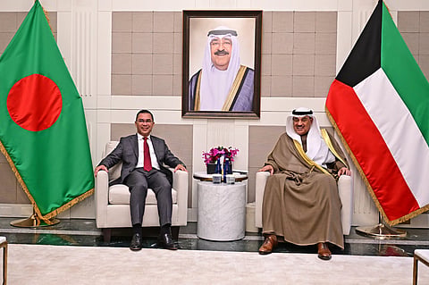 Prime Minister Tarique Rahman and Kuwait’s Crown Prince Sheikh Sabah Khaled Al-Hamad Al-Sabah