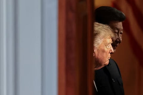 US President Donald Trump and Chinese President Xi Jinping stand inside the White House ahead of a state dinner in Washington, D.C., US, September 24, 2026. 