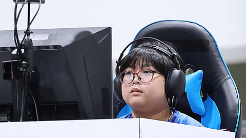 Japan's 11-year-old Yuki Kurihara competes in the Puyo Puyo Champions final at the 2026 Asian Games in Tokoname on September 26.