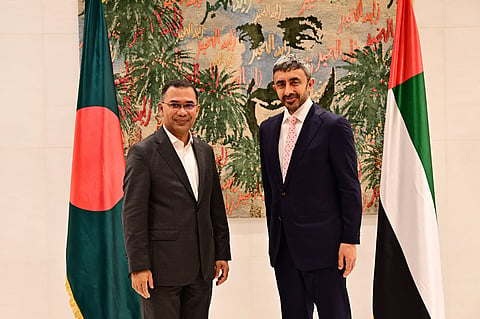 Prime Minister Tarique Rahman met United Arab Emirates Deputy Prime Minister and Foreign Minister Sheikh Abdullah bin Zayed Al Nahyan 