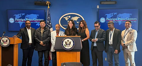 Officials in a press briefing at the New York Foreign Press Center