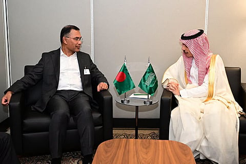 Prime Minister Tarique Rahman and Saudi Foreign Minister Prince Faisal bin Farhan bin Abdullah Al Saud