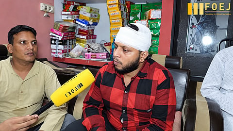 Mohd Sufiyan speaks with reporters about the alleged attack that left him and his nephew injured in Lucknow