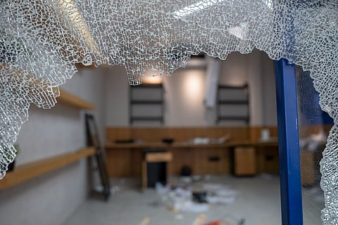Broken glass in BrownFish studio 
