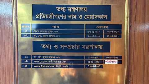 Updated directory plaque at the Ministry of Information and Broadcasting.