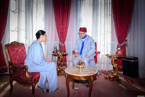 Morocco's King Mohammed VI receives Fatima Ezzahra El Mansouri, who was appointed Morocco's first woman prime minister, at the Royal Palace in Rabat, Morocco, September 29, 2026.