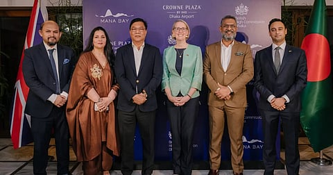 British High Commissioner to Bangladesh Sarah Cooke met a group of people at a reception in Dhaka