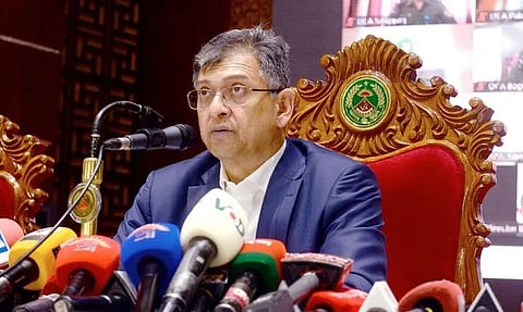 Home Minister Salahuddin Ahmed speaks as the chief guest at a programme held at the Bangladesh Ansar and Village Defence Force auditorium in Khilgaon, Dhaka on Thursday.