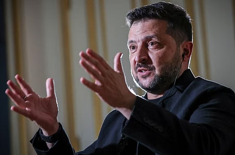 Ukraine's President Volodymyr Zelenskiy speaks during an interview with Reuters, amid Russia's attack on Ukraine, in Kyiv, Ukraine, October 2, 2026. 