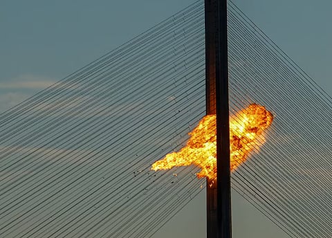 A Russian jet powered drone strikes on one of Kyiv's bridges, amid Russia's attack on Ukraine, in Kyiv, Ukraine October 2, 2026.