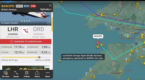 Flightracker shows the path of BA295