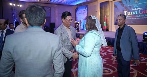 Civil Aviation and Tourism Minister M Rashiduzzaman Millat and Maldives High Commissioner Shiuneen Rasheed attend The Great Tuna Gala in Dhaka on Wednesday.