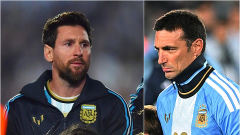Argentina's Lionel Messi, and coach Lionel Scaloni.