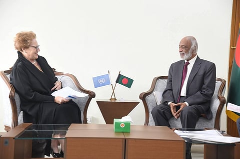 Dr Moyeen Khan with Gillian Mellsop, UNICEF Bangladesh representative ad interim