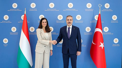 Turkey's Foreign Minister Hakan Fidan meets with his Hungarian counterpart Anita Orban in Ankara, Turkey, October 8, 2026.