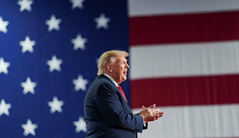 US President Donald Trump attends a campaign rally at The Oncenter in Syracuse, New York, US, October 9, 2026.