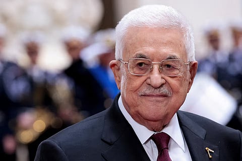 Palestinian Authority President Mahmoud Abbas at Chigi Palace in Rome, Italy, November 7, 2025