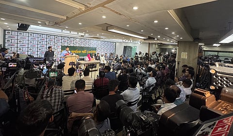 NCP leader Hasnat Abdullah was speaking at the press conference 