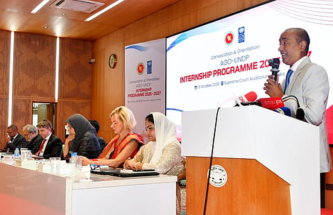 Asaduzzaman speaks at a programme held at the Supreme Court Auditorium on October 13