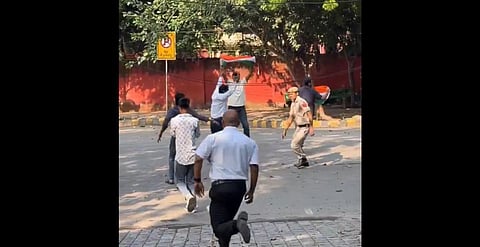 Cockroach Janta Party leaders being detained at Jantar Mantar by the Delhi Police on October 13, 2026. 