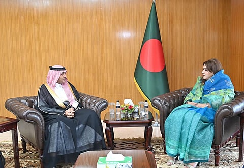 Abdullah bin Zafer Abiyah, Ambassador of Saudi Arabia to Bangladesh, pays a courtesy call on Shama Obaed Islam, MP, State Minister for Foreign Affairs on Oct 13, 2026