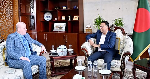 State Minister for Foreign Affairs Humaiun Kobir meets Algerian Ambassador to Bangladesh Abdelouahab Saidani at the Ministry of Foreign Affairs in Dhaka on Tuesday.