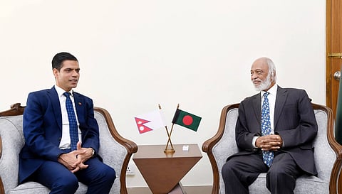 Moyeen Khan with Nepal's Ambassador to Bangladesh, Ghanashyam Bhandari