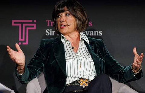 Christiane Amanpour CBE, Chief International Anchor, CNN speaks at the Sir Harry Evans Investigative Journalism Summit in London, Britain, May 15, 2024. 