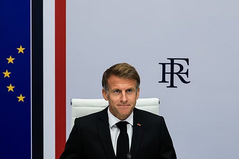 France's President Emmanuel Macron attends an Interministerial Crisis Meeting chaired by France's President Emmanuel Macron at the Elysee Presidential Palace, in Paris, October 18, 2026.