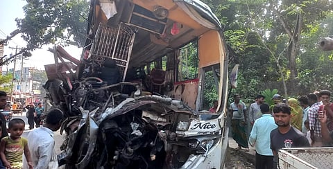 The accident occurred before dawn, around 4:30am, in the Sarkarpara area on the Natore-Pabna highway