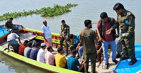 During a patrol, officials intercepted the vessel on charges of illegal entry into the forest area.