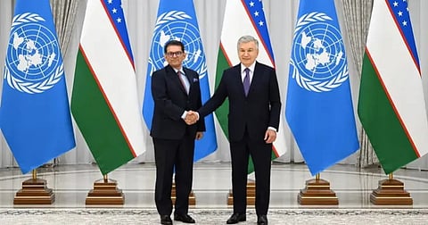 President of Uzbekistan Shavkat Mirziyoyev received President of the 81st session of the United Nations General Assembly and Minister of Foreign Affairs of the People’s Republic of Bangladesh Dr Khalilur Rahman on Tuesday