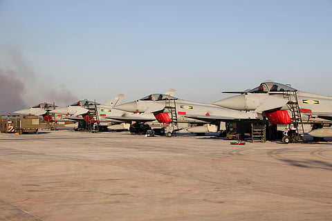 Typhoon fighter jets from Britain's Royal Air Force on the tarmac at RAAF Darwin base in Darwin, northern Australia July 17, 2024