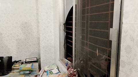The damaged madrasah building in Savar after local residents vandalised the premises following the alleged rape of a 13-year-old student.