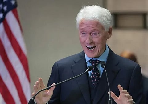 Former US President Bill Clinton speaks at Koinonia Worship Center in Florida on Thursday.